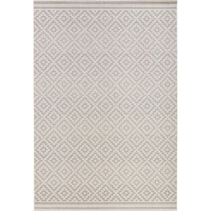 In- & Outdoor Teppich Raute grau/creme - 80x200x0,8cm