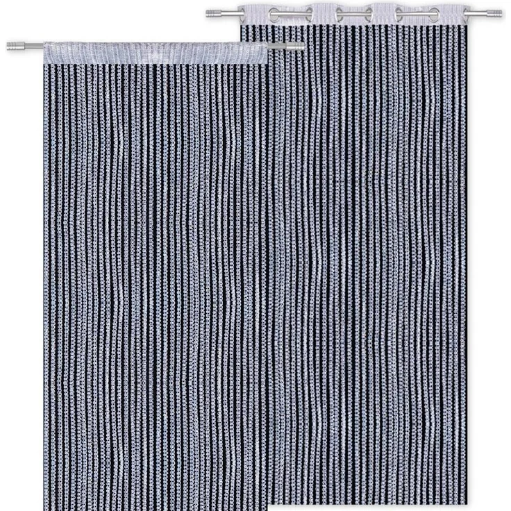 Arsvita Fadenvorhang Metallik-Optik mit Stangendurchzug, Türvorhang 140x250cm (Silber) – Bild 3