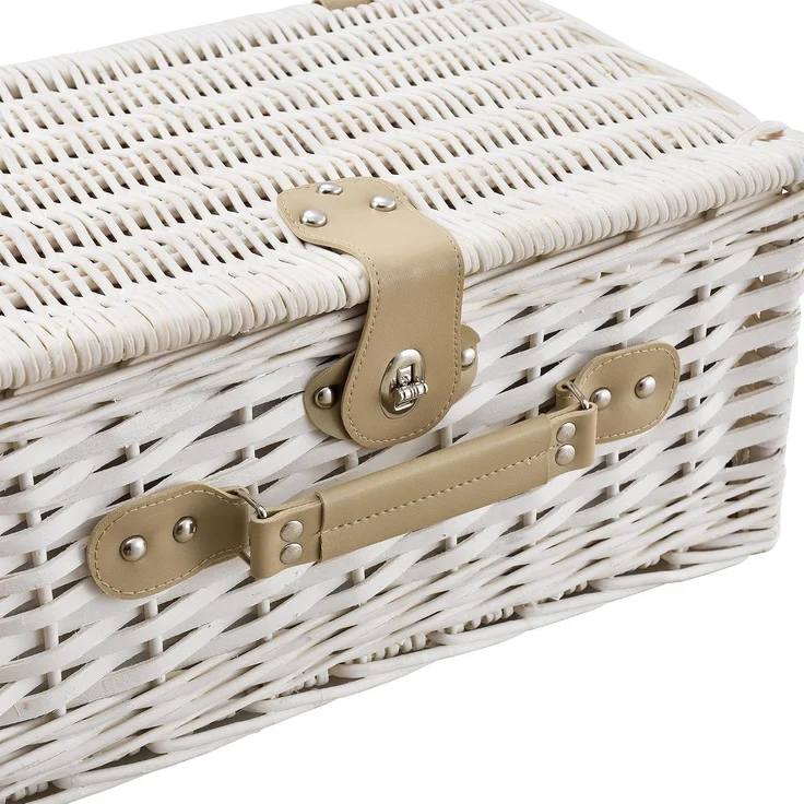 Picknickkorb mit Besteck-Set für 4 Personen Weiß casa. pro – Bild 3