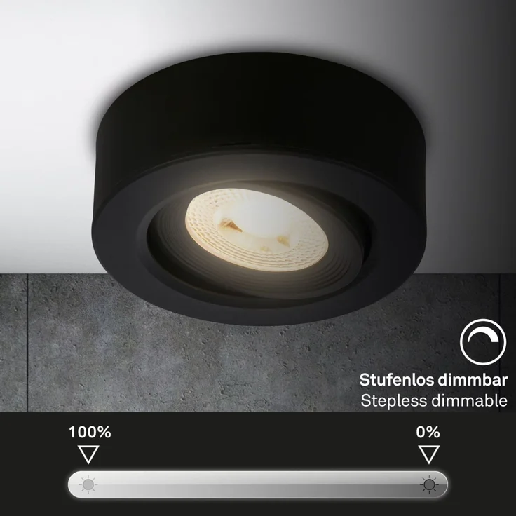 Briloner LED-Aufbau und Einbauleuchte 2in1 Mini Ein-& Aufbau 9W 500lm schwarz dimmbar – Bild 2