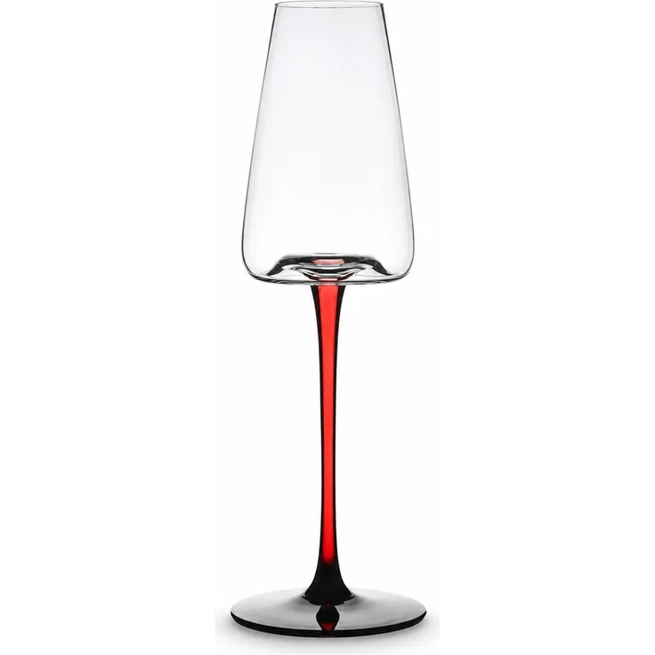 2er Set Sektgläser aus Kristallglas mit rotem Stiel und schwarzem Fuß, Schwarz-Rot, 26 x 10 x 8,5 cm