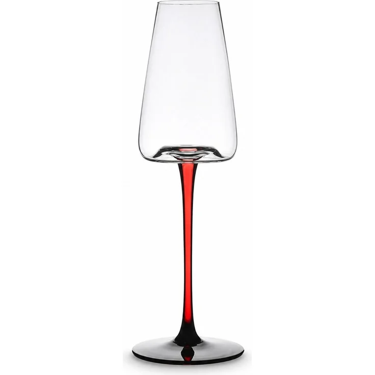 2er Set Sektgläser aus Kristallglas mit rotem Stiel und schwarzem Fuß, Schwarz-Rot, 26 x 10 x 8,5 cm – Bild 1