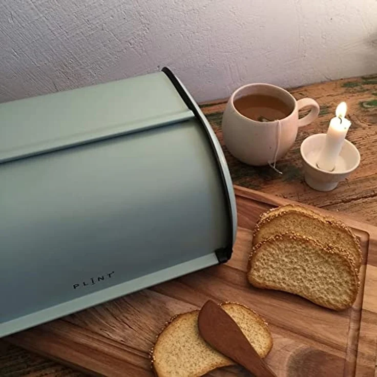 LS-LebenStil Brotkasten Vintage Brotbox 34cm Metall Retro Brot Aufbewahrung Brotbehälter, Metall, (Roll-Deckel Küche Aufbewahrungskorb Lüftungslöcher, 1-tlg, Aufbewahrungsbox Nostalgie Brotkorb zum Frischhalten) – Bild 6
