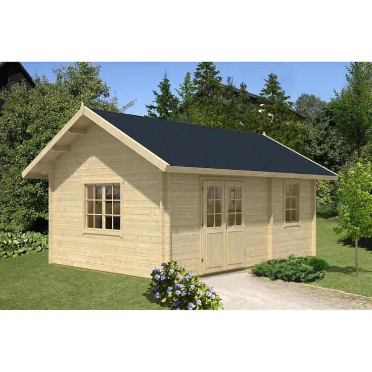 Alpholz Garten-und Freizeithaus Arizona ISO Blockhaus aus Holz Holzhaus mit 44 mm Wandstärke inklusive Schlafboden Blockbohlenhaus