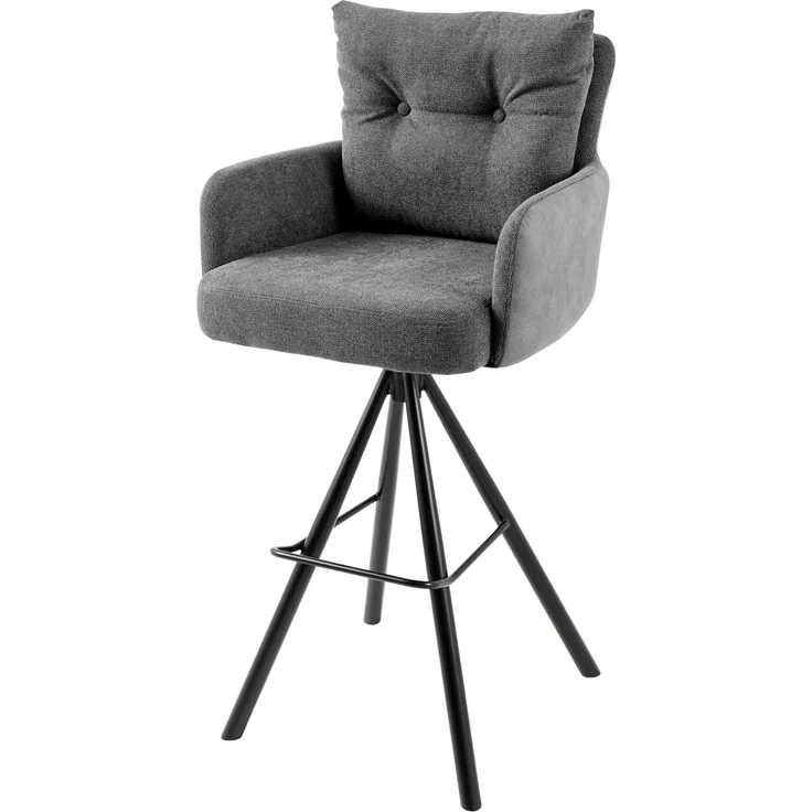 riess-ambiente Barhocker BIG GEORGE anthrazit / schwarz · Samt · Flachgewebe (Einzelartikel, 1 St), Tresenstuhl · Esszimmer · 360° drehbar · mit Armlehne · Federkern – Bild 1