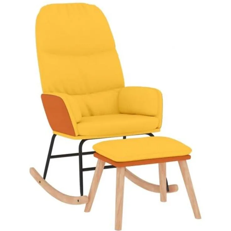 Schaukelsessel mit Hocker Senfgelb Stoff [3097407]