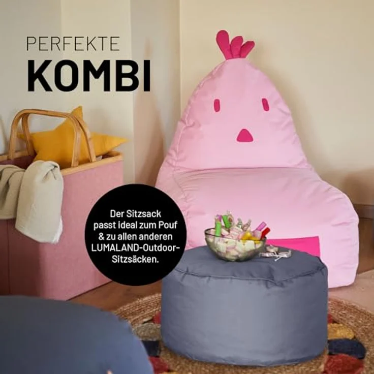 LUMALAND 'Animal Line Chicken' Kindersitzsack, indoor & outdoor, Polyester grau, 200 l – Bild 8