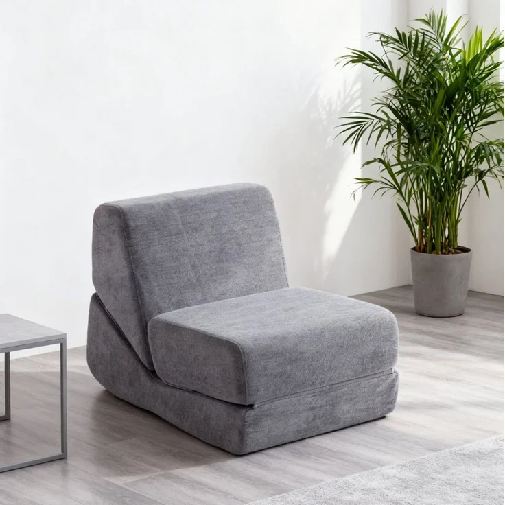 OKWISH Sofa Loungesofa, Klappbares Schlafsofa, Umwandelbare Mini Lounge Couch aus Schaumstoff, 3-fach faltbar, ideal als Chaiselongue für kleine Räume – Bild 4