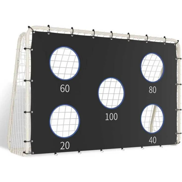 BBWL Fußballtor mit Schusswand 2in1 Netz Trainings Tor mit Spikes Stahlrahmen, 240x170 cm Kinder Fußballtor wetterfest Outdoor Trainingsgerät Garten