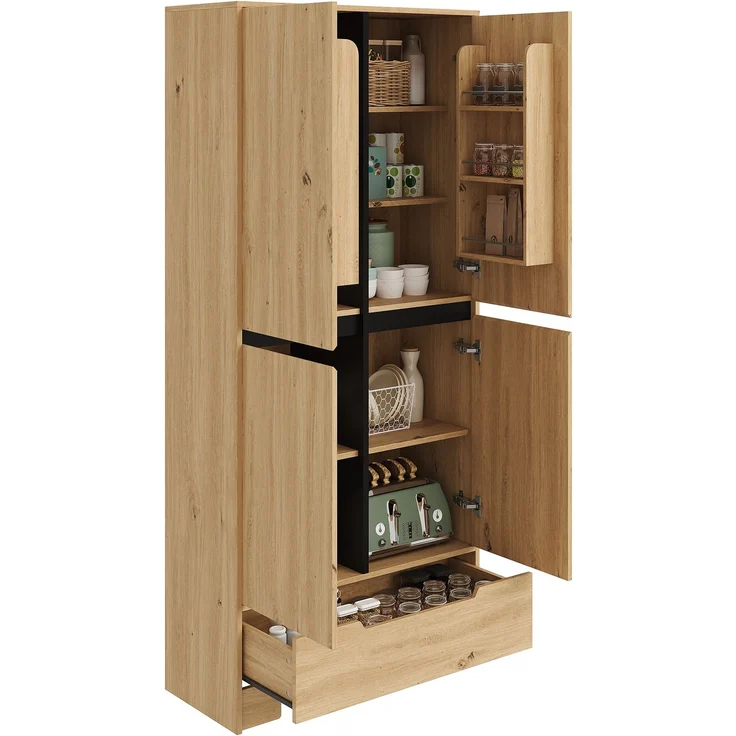 Küchenschrank 80 x 35 x 180 cm in Natur mit Schublade und verstellbaren Einlegeböden – Bild 10