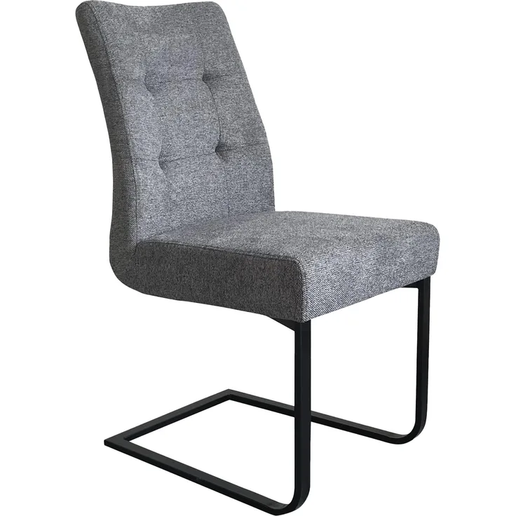 byLIVING 2er Set Schwingstuhl MARLEN XXL / Webstoff dunkelgrau / Gestell Metall schwarz / Küchenstühle / Esszimmerstühle / Polsterstuhl / Stühle / B 47, H 96, T 62 cm