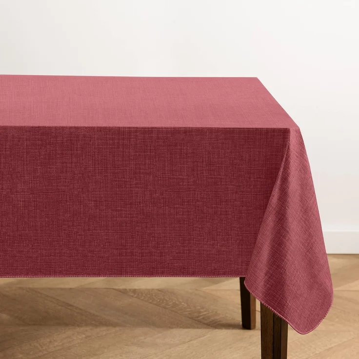 Elrene Home Fashions Monterey Leinen-inspirierte, Wasser- und schmutzabweisende Vinyl-Tischdecke mit Flanellrückseite, 152,4x304,8 cm, rechteckig, Ziegelstein