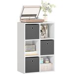 HOMCOM Sideboard Bücherregal Bücherschrank mit 3 Stoff-Schubladen, 3 offenen Regalen (Büroregal, 1 St, Modern Aufbewahrungsregal), 53,7 x 30 x 79,8 cm, Grau+Weiß
