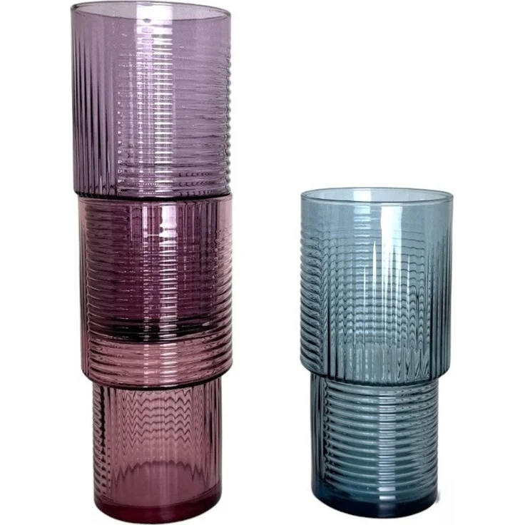 LAV Helen COLOR Gläser-Set - 3-teilig, 400 ml, farbiges Riffle-Design – Bild 2