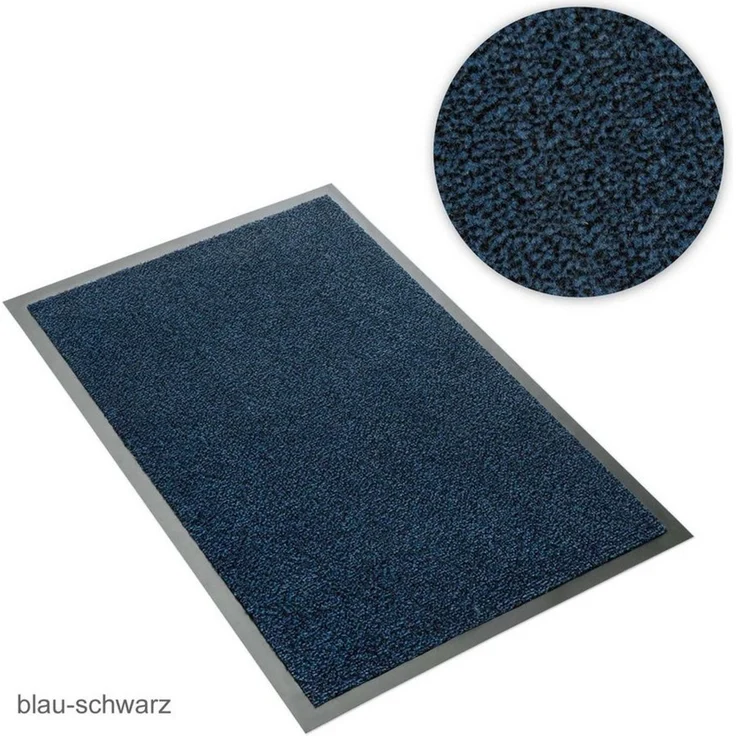 Metzker® Fußmatte Schmutzfangmatten - Sauberlaufmatten, rechteckig, Höhe: 7 mm, 60x90cm - blau-schwarz meliert – Bild 1