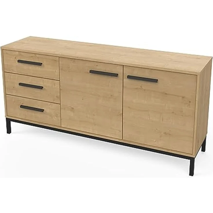 Calicosy 'CRAFT' Sideboard mit 2 Türen und 3 Schubladen, Eichedekor - L152,5 cm - Helles Holz – Bild 5