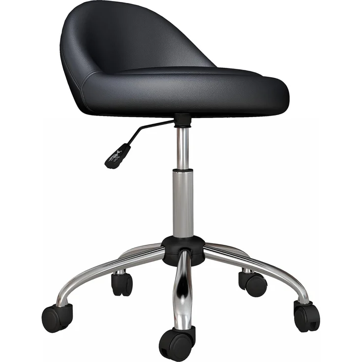 HOMCOM Rollsitz Höhenverstellbarer Arbeitshocker mit Rädern (Salonstuhl, 1 St, Bürohocker), Schwarz Ø50x63-83 cm – Bild 1