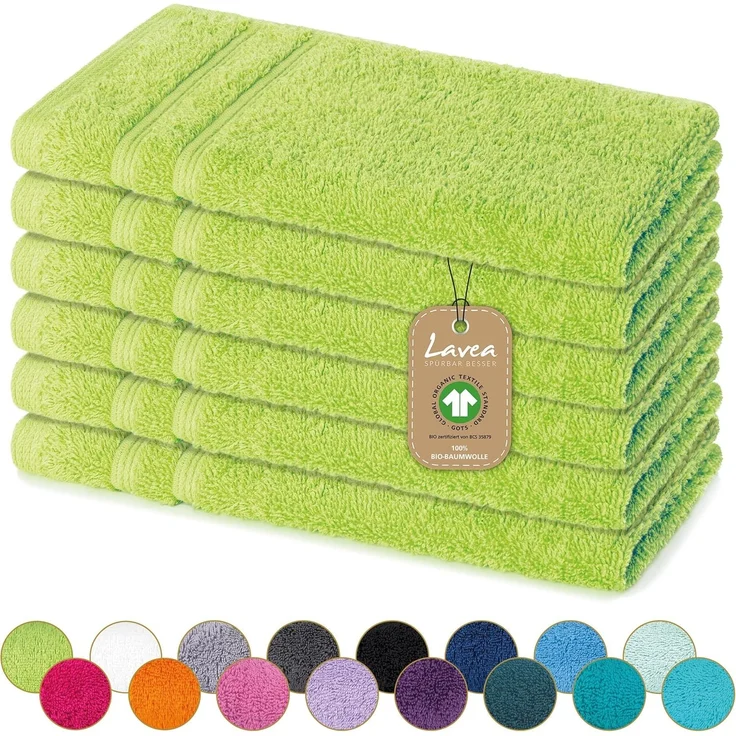 Lavea Gästehandtuch Bali, 30x50cm aus 100% Bio-Baumwolle, einzigartig weiche Gästetücher mit Aufhänger (Set, 6-St), hochwertiges und nachhaltiges Premium Gästetuch – saugstarke Faser – Bild 2