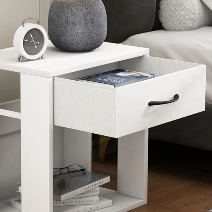 Vicco Virela Nachttisch, Weiß, Rechteckig, 1 Fach, 39x41x28 cm, Holzwerkstoff, Schlafzimmer – Bild 4