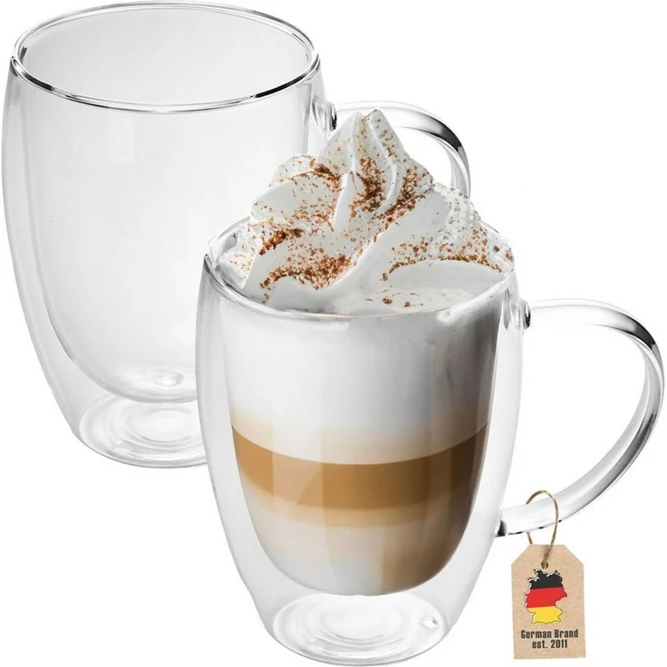 Intirilife Thermoglas, 2-tlg, Glas, Gläser Set Thermoglas Teeglas Kaffeeglas 400ml Doppelwandig (2-tlg) – Bild 5