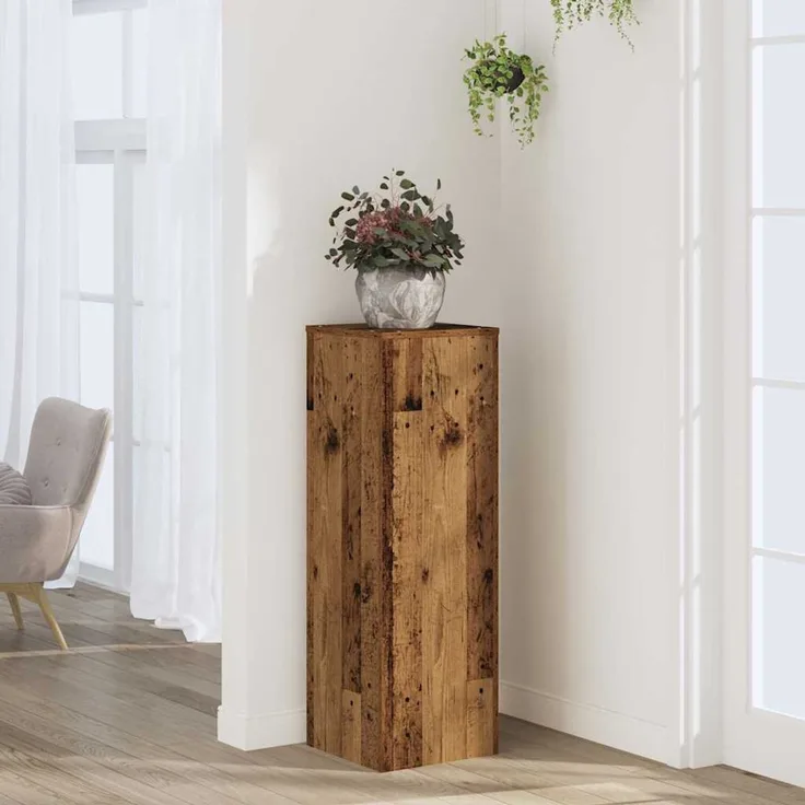 vidaXL Pflanzenständer Altholz-Optik 33x33x100 cm Holzwerkstoff 852958