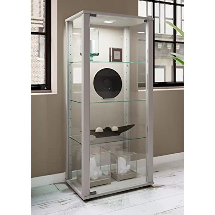 MID.YOU Vitrine, Silber, Glas, stehend, 3 Fächer, 50x114.5x38 cm, mit Einlegeboden – Bild 2