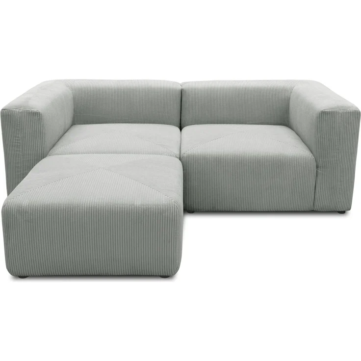 DOMO. collection Ecksofa 800011, kleine Modul-Couch in L-Form, individuell kombinierbar, Cord Sofa, Polsterecke, Eckcouch, Polstergarnitur 216 x 193 x 69 (BxTxH), hellgrau – Bild 5