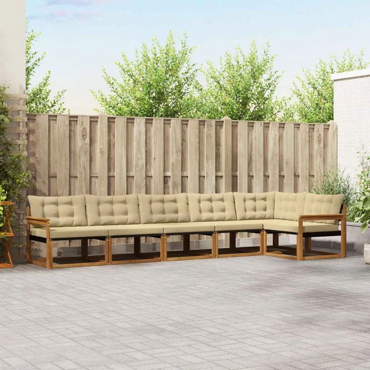 vidaXL Outdoor-Sofagarnitur 6 stk. 6-Sitzer Natur und Beige 3369500 – Bild 1