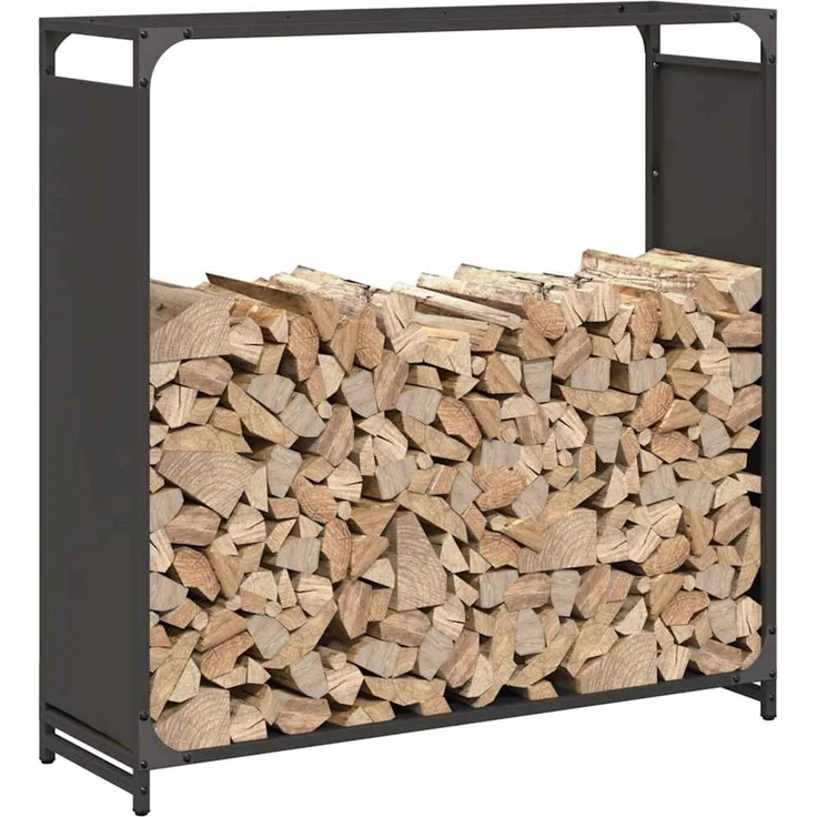 vidaXL Brennholzregal Schwarz 90x28x90 cm Kaltgewalzter Stahl 864215 – Bild 4