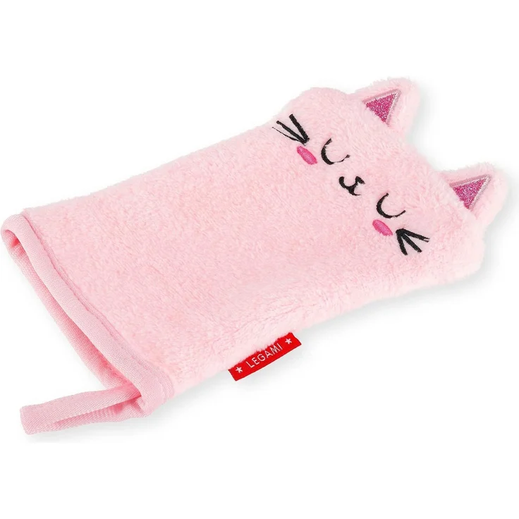 Legami - Waschhandschuh, wiederverwendbar, weicher Stoff, entfernt Gesichts-Make-up, waschbar, hypoallergen, umweltfreundlich, 12x20,5 cm, Motiv: Kitty – Bild 2
