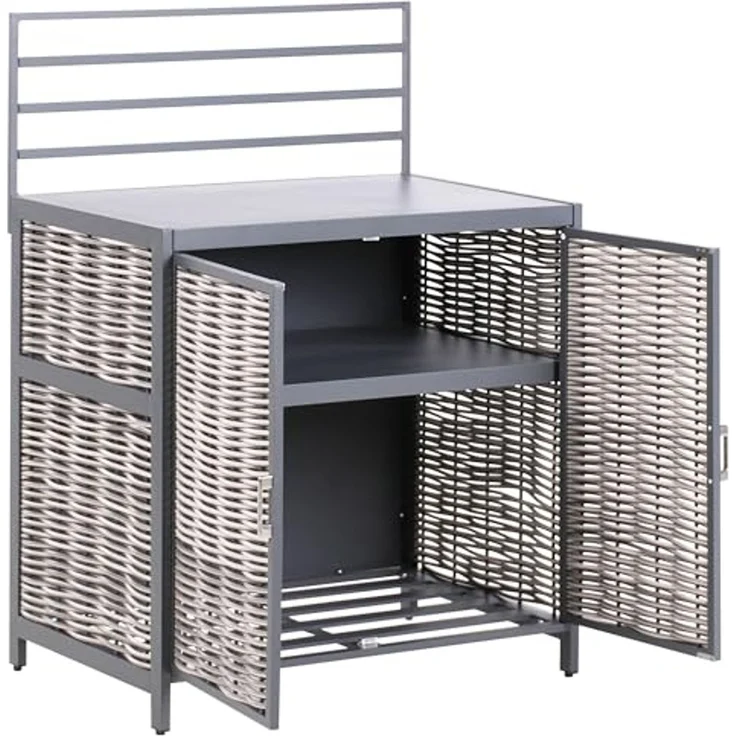 Outdoor-Küche 3er Set mit Spüle ORTISEI Metall Weiß, Grau – Bild 5
