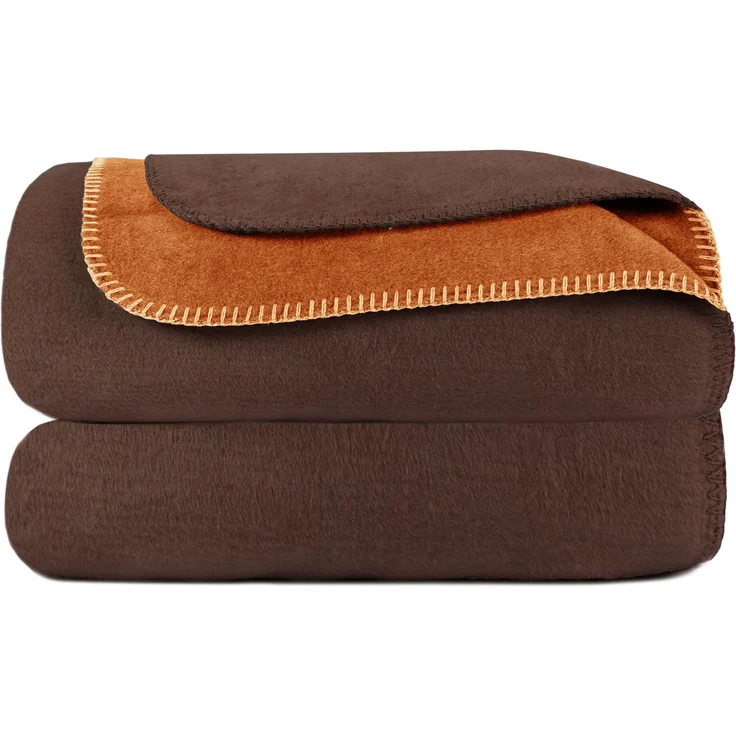 ZOLLNER Kuscheldecke in Wendeoptik, 150x200 cm, braun-caramel – Bild 1