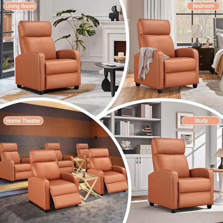 Yaheetech Relaxsessel Fernsehsessel Ruhesessel Liegesessel mit Liege-Funktion Polstersessel Kunstleder verstellbar Einzelliegesessel Wohnzimmer Schlafzimmer Heimkino Orange – Bild 5