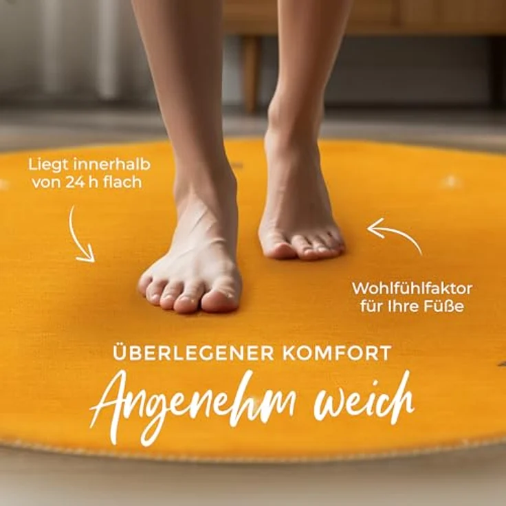 carpetfine 'Gabbeh Uni' Wollteppich, reine Wolle, Gelb, Ø 150 cm – Bild 5