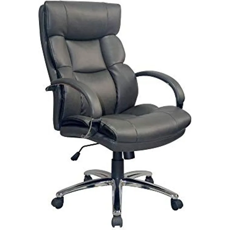 Chefsessel PUSH XXL / Bürostuhl / Bis 150 kg / Drehstuhl / Höhenverstellbar / Polsterstuhl / Gamingchair / Schreibtischstuhl / Kunstlederbezug in Dunkelgrau / Gestell verchromt