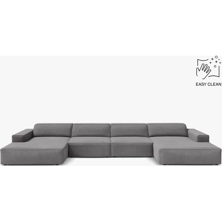 Micadoni Panorama-Sofa Jodie 6-Sitzer Samt Venus Hellgrau