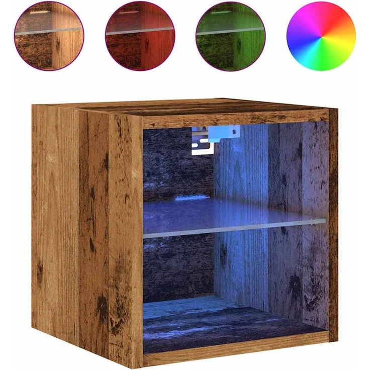 TV-Wandschrank, Fernsehschrank mit LED-Leuchten Altholz-Optik 30x28,5x30 cm – Bild 7