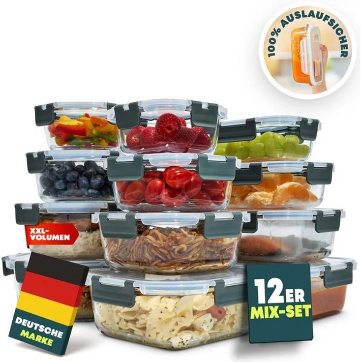 uandu home Frischhaltedose Glasbehälter mit Deckel, Frischhaltedosen Glas mit Deckel, (glasdosen mit deckel set, glas tupper mit deckel, glass food container, frischhaltedosen mit deckel glas, glasdose mit deckel, Borosilikatglas mit Deckel, Meal prep ... – Bild 4