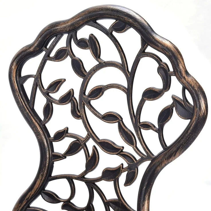 COSTWAY 3tlg. Antik Bistroset Sitzgruppe Balkonset Gartenset Sitzgarnitur Gartengarnitur Bistrotisch mit 2 Stühle Gartenmöbel Alu – Bild 6