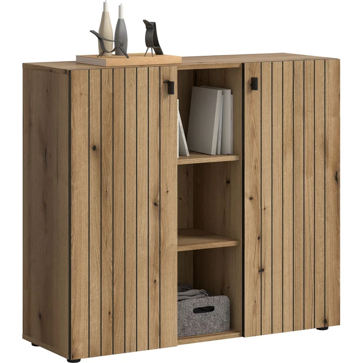Schuhkommode (B/H/T: 106x96x37 cm) in Evoke Oak Nachbildung – Bild 1