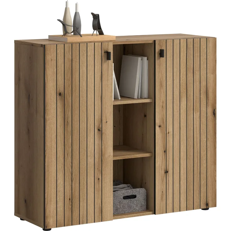 Schuhkommode (B/H/T: 106x96x37 cm) in Evoke Oak Nachbildung