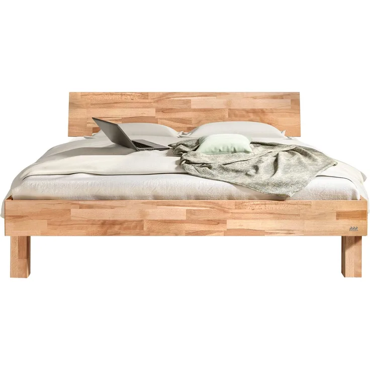 Hasena Massivholzbett Forti Kernbuche natur, geölt 120x210 cm, Komforthöhe 25 cm – Trento