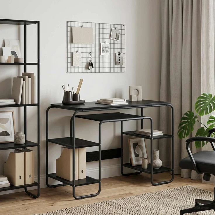 vidaXL Schreibtisch mit Stauraum Schwarz Eichen-Optik 8008032 – Bild 1