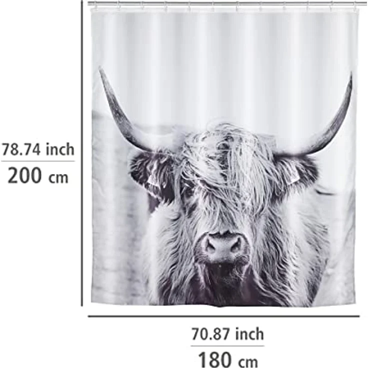 WENKO YAK Duschvorhang 180 x 200 cm, Weiß/Grau – Bild 6