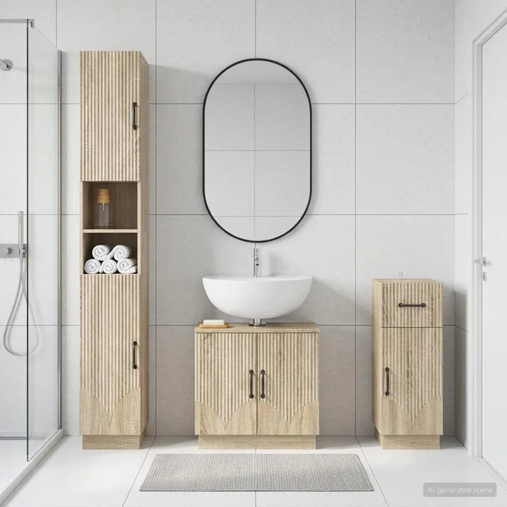 vidaXL 3-teiliges Badezimmer-Schranksystem HOORN Sonoma-Eiche 3417875