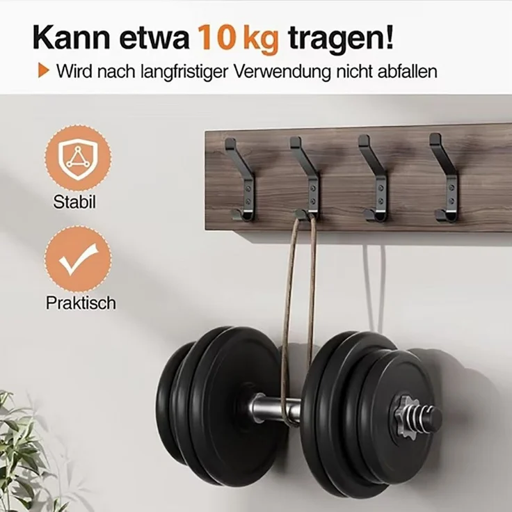 FOUORTUNATE-BEE Kleiderhaken Garderobenhaken, Kleiderhaken zum Schrauben, Haken für Akustikpaneele, Schlafzimmer, Wohnzimmer, Badezimmer, (10-St), Wandhaken für Garderobe, Jacken, Hut, Metall, Schwarz 10CM – Bild 3