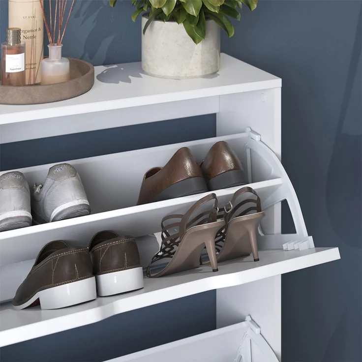 Schuhkipper Luca Weiß 59 x 111.5 cm mit 3 Kippfächern Vicco – Bild 4