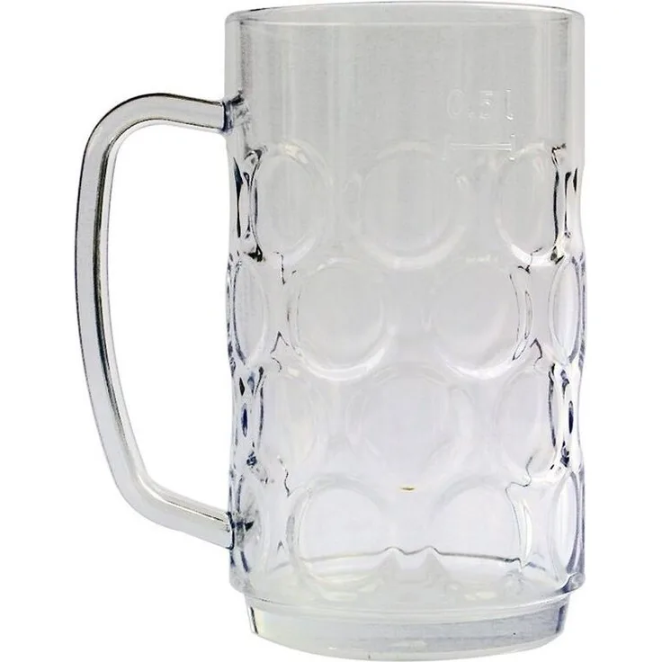 Bierseidel, Bierkrug 0,5 l, SAN, glasklar, Füllstrich, stapelbar, bruchsicher