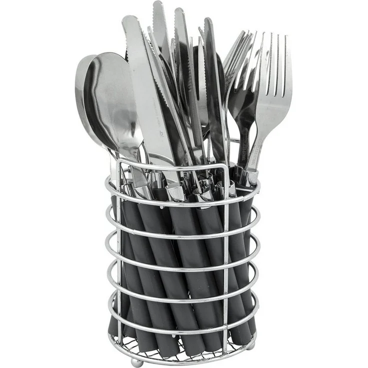 Bo-Camp Besteck-Set Edelstahl Besteckset 24-teilig, rostfreier Edelstahl, Campingbesteck Camping Besteck Essbesteck – Bild 1