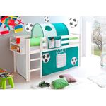 Ticaa 'Kim' Hochbett weiß, inkl. Vorhang Fußball grün